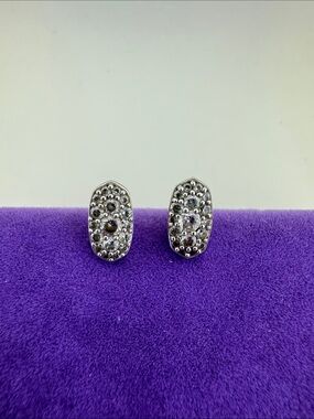 💛 Kendra Scott Greyson Pave Oval Stud Earrings - Sparkling Rhodium